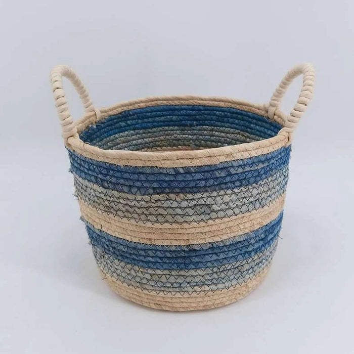 Domino Stripe Basket 28X25X22Cm  - Blue Pan Home