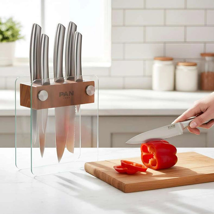 Donal 5-Piece Knife Block Set - Clear & Chrome
