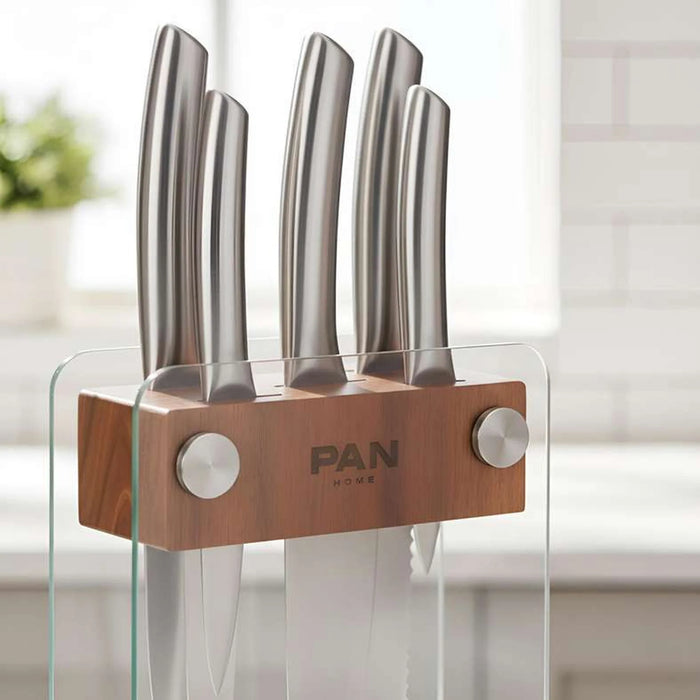Donal 5-Piece Knife Block Set - Clear & Chrome