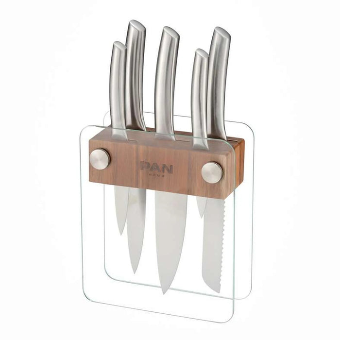 Donal 5-Piece Knife Block Set - Clear & Chrome