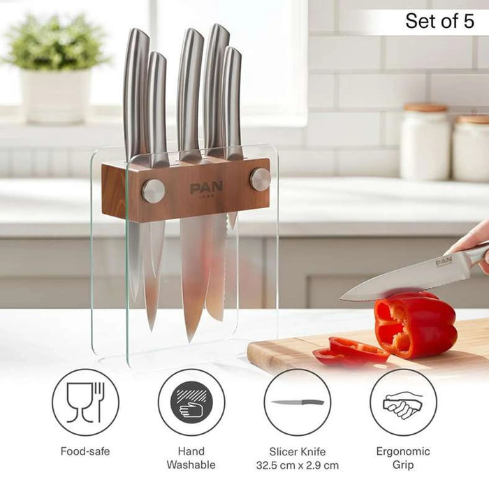 Donal 5-Piece Knife Block Set - Clear & Chrome