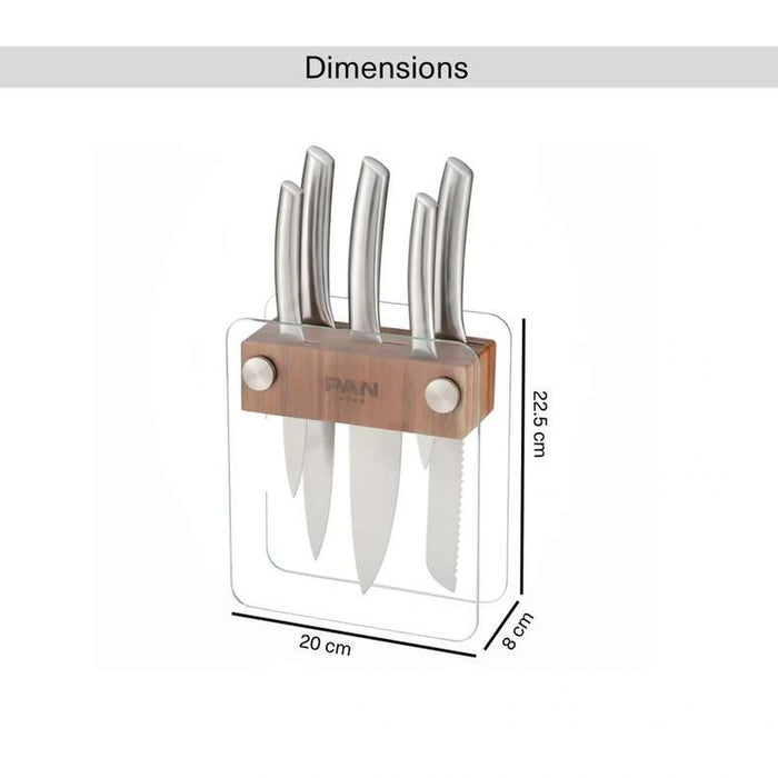 Donal 5-Piece Knife Block Set - Clear & Chrome