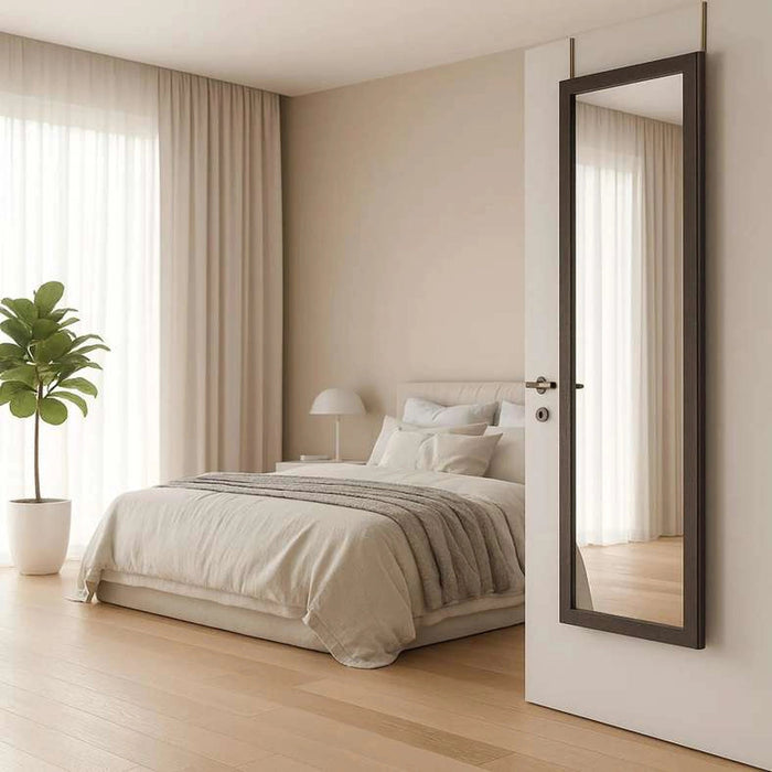 Door Mirror With Hook - Brown Pan Home