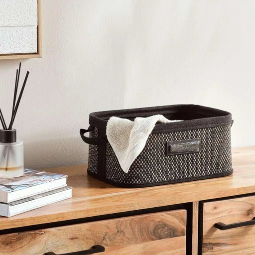 Dorian Bamboo Rectangular Basket With Fabric Liner  32X22X14Cm-Natural/Black Pan Home