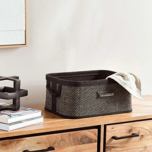 Dorian Bamboo Rectangular Basket With Fabric Liner  36X26X16Cm-Natural/Black Pan Home