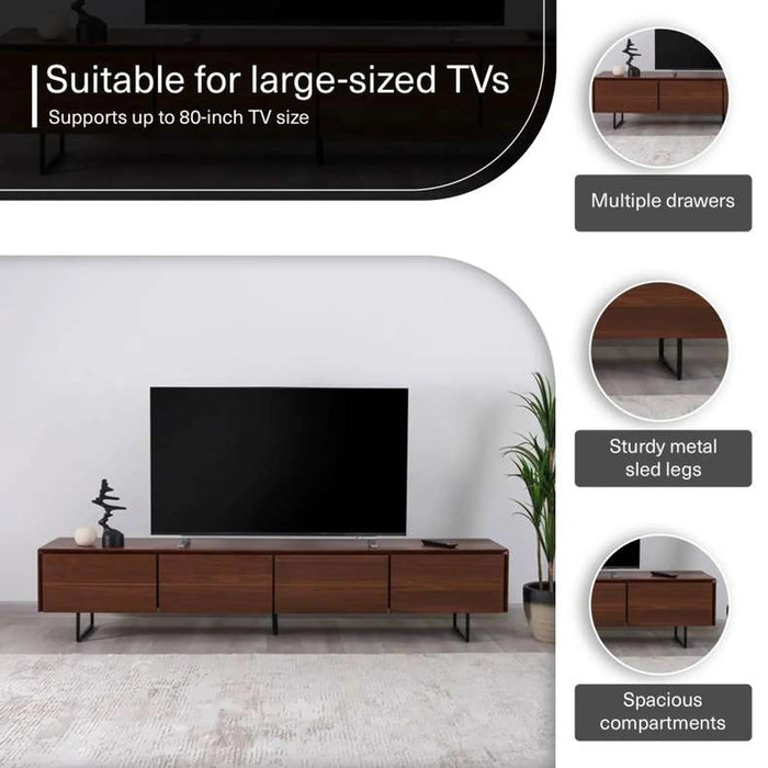 Doris Tv Unit Upto 80 Inches Veneer- Brown Black