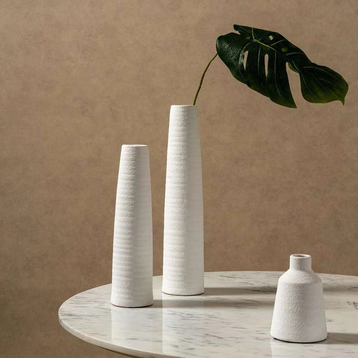 Dorothy Stoneware Vase 11X11X49Cm- White