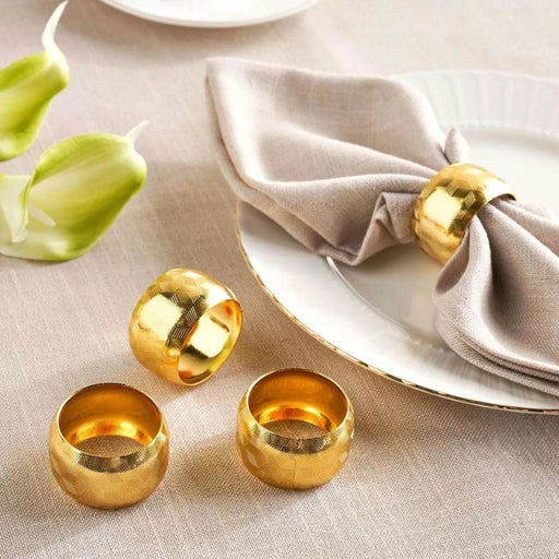 Dover 4 Piece Napkin Ring Set 4.6X2.8Cm- Gold Pan Home