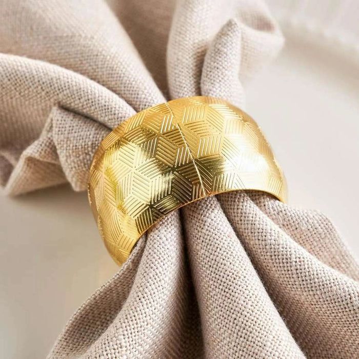 Dover 4 Piece Napkin Ring Set 4.6X2.8Cm- Gold Pan Home