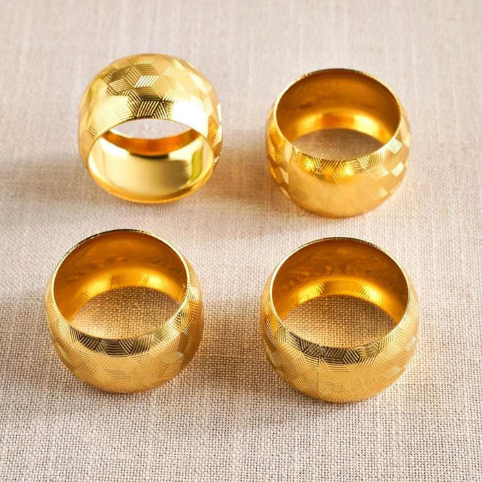 Dover 4 Piece Napkin Ring Set 4.6X2.8Cm- Gold Pan Home