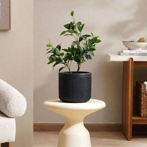 Dovica Polyresin Planter Dia24X21.5Cm - Dark Grey Pan Home