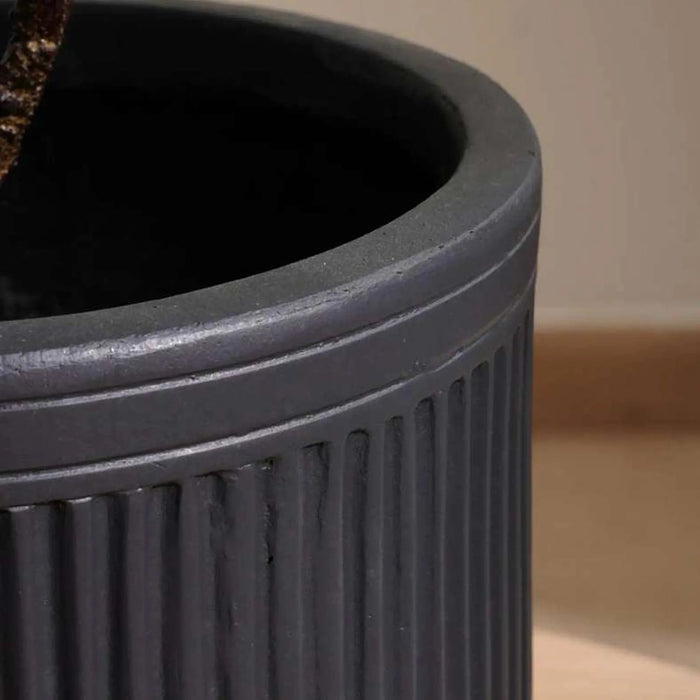 Dovica Polyresin Planter Dia24X21.5Cm - Dark Grey Pan Home