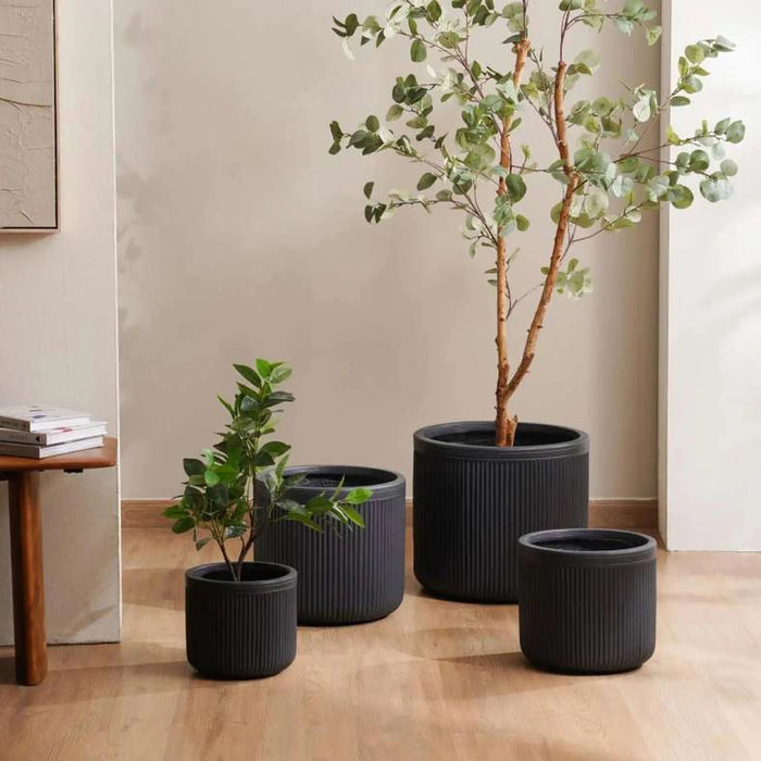 Dovica Polyresin Planter Dia24X21.5Cm - Dark Grey Pan Home