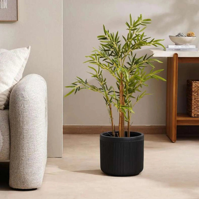 Dovica Polyresin Planter Dia29.5X26.5Cm - Dark Grey Pan Home
