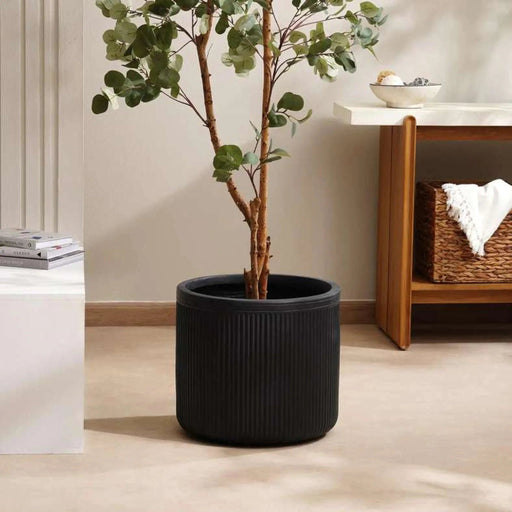 Dovica Polyresin Planter Dia43X38Cm - Dark Grey Pan Home
