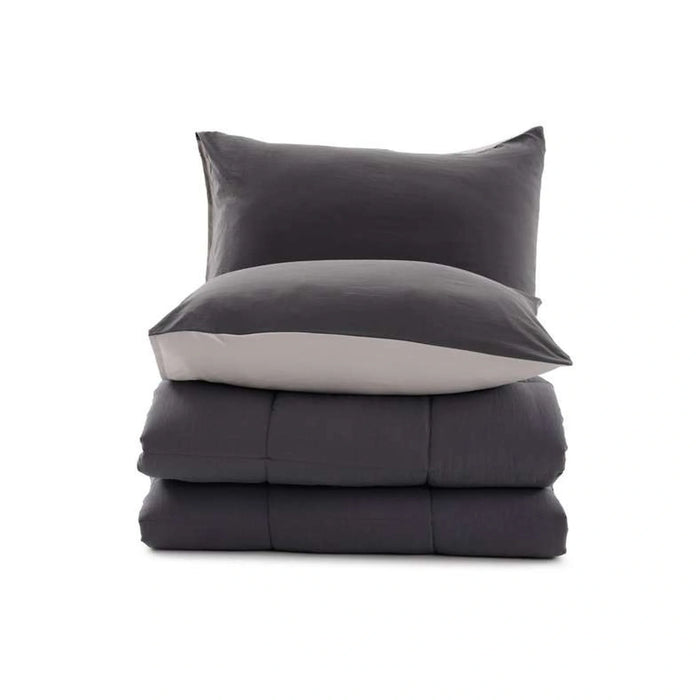 Down Alternative 2-Piece Reversible Comforter Set 150X220Cm - Grey