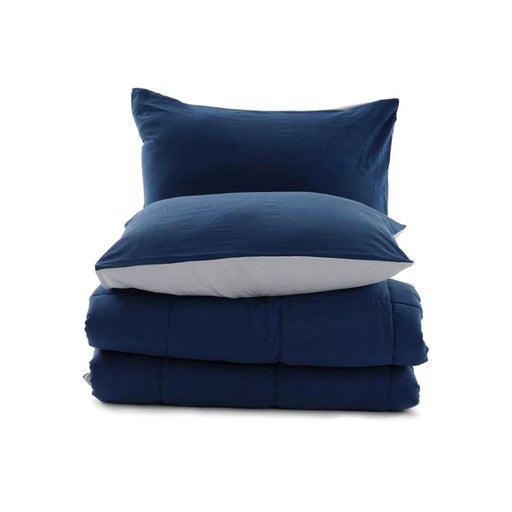 Down Alternative 2-Piece Reversible Comforter Set - Navy Grey Pan Home