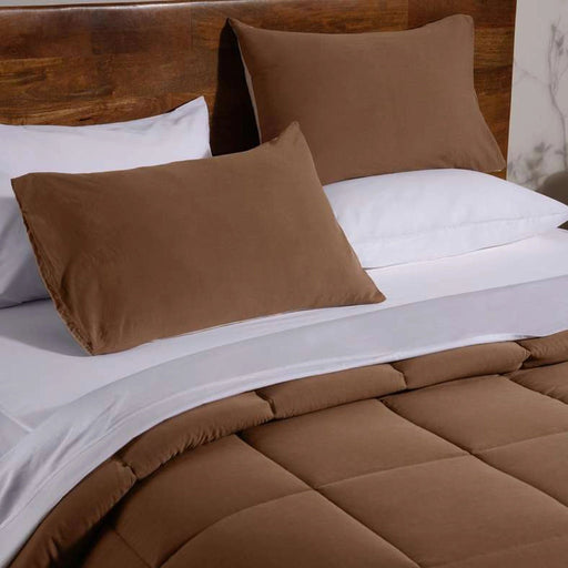 Down Alternative 3-Piece Reversible Comforter Set - Beige Brown Pan Home