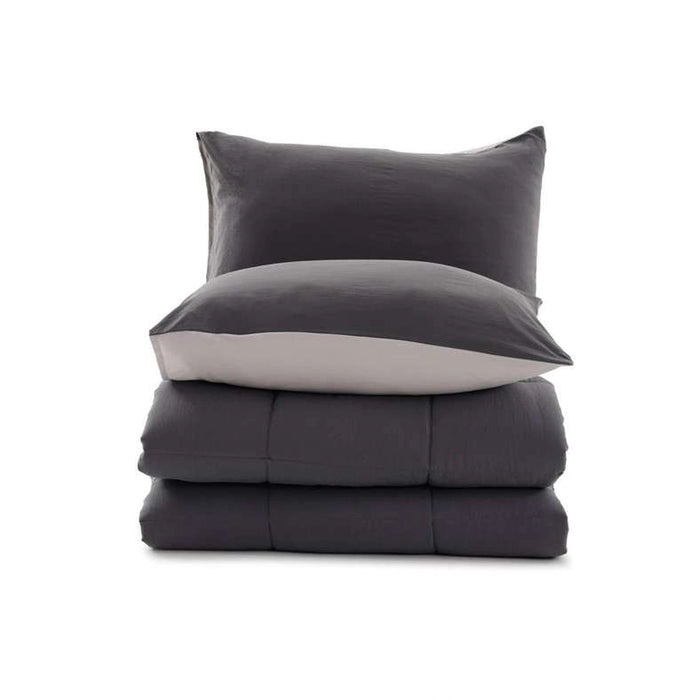 Down Alternative 3-Piece Reversible Comforter Set - Grey Pan Home