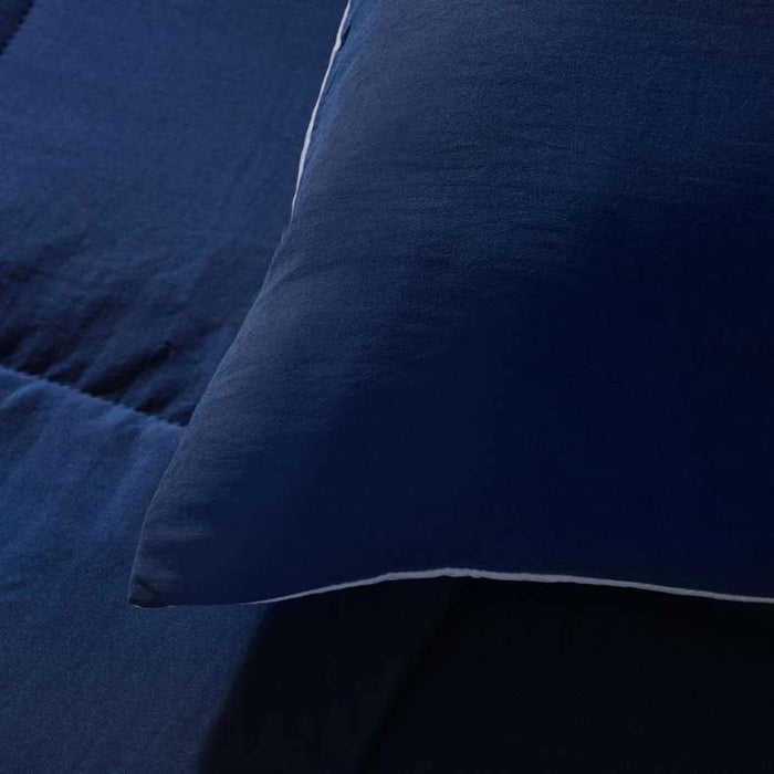 Down Alternative 3-Piece Reversible Comforter Set - Navy Grey Pan Home