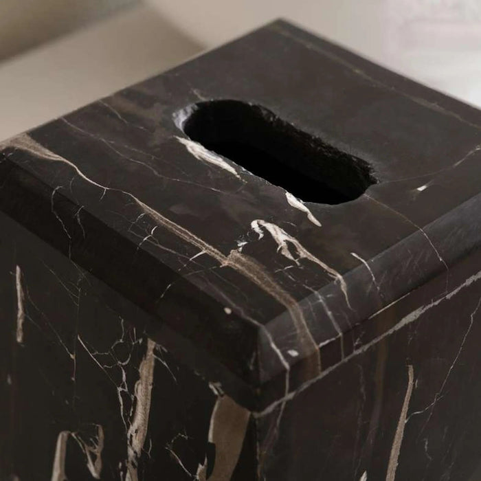 Dragon Marble Tissue Box 14.5X14.5X16.5Cm - Black Pan Home