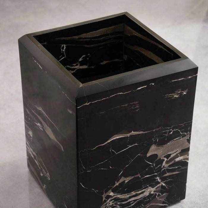 Dragon Marble Waste Bin 19X19X25.50Cm - Black Pan Home