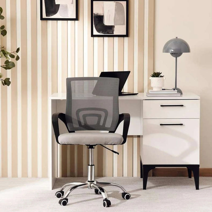Drake Office Low Back Chair Mesh Fabric - Grey Black Pan Home