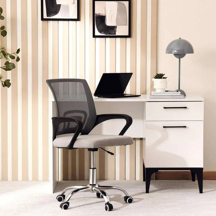 Drake Office Low Back Chair Mesh Fabric - Grey Black Pan Home