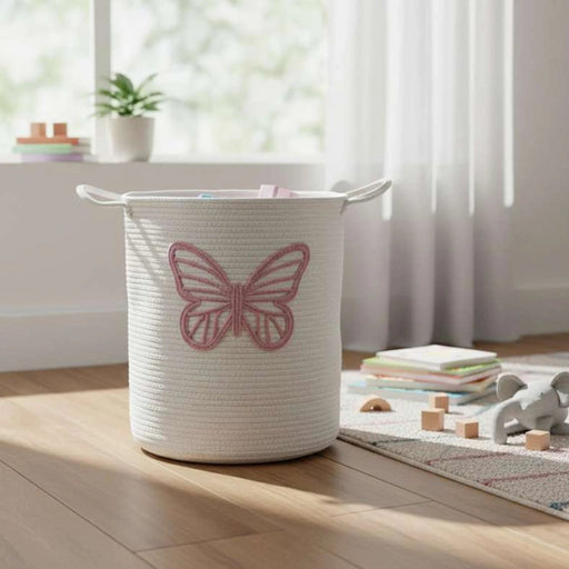 Dreamy Butterfly Rope Storage Basket 42X42X46Cm-White Pan Home