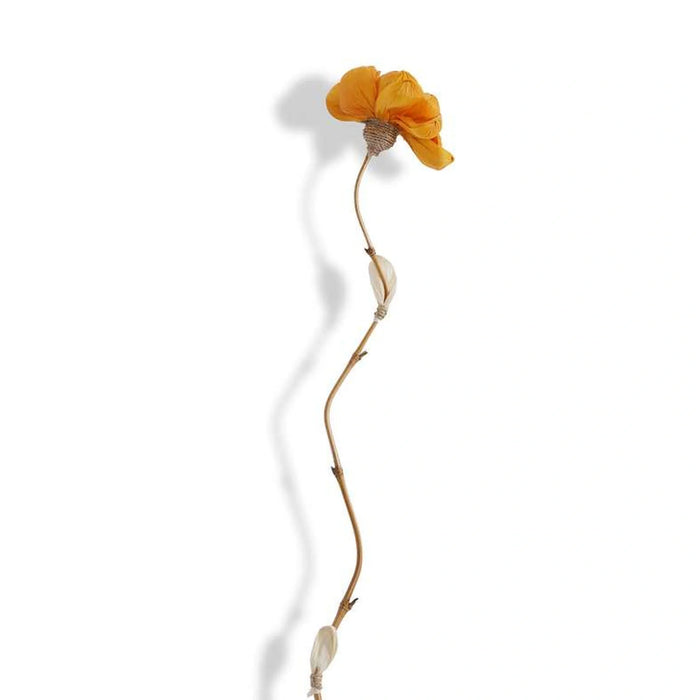 Dried Corn Leaf Bamboo Flower Stick With Bloomed Flower 13X13X160Cm- Yellow