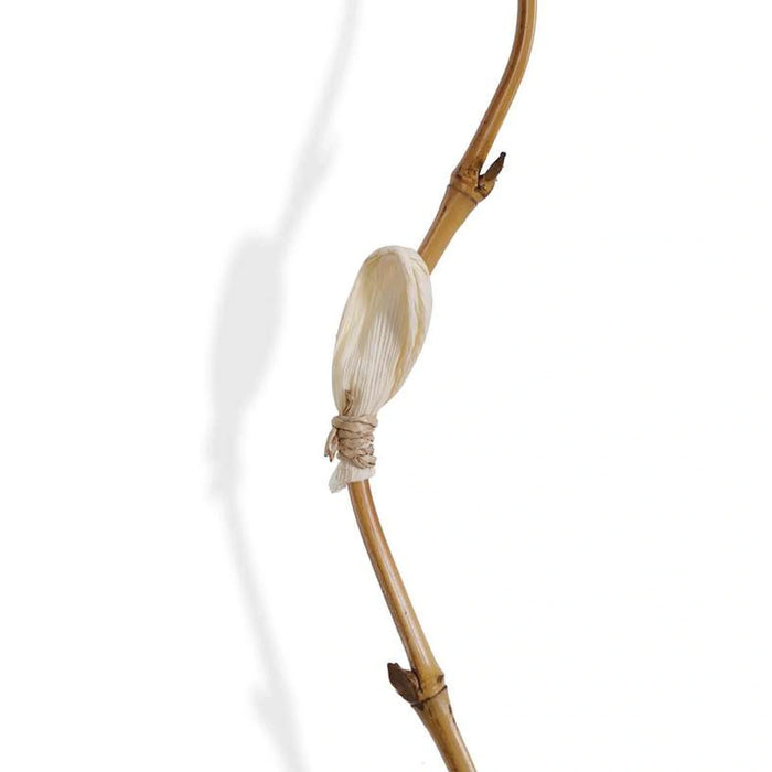 Dried Corn Leaf Bamboo Flower Stick With Bloomed Flower 13X13X160Cm- Yellow
