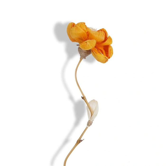 Dried Corn Leaf Bamboo Flower Stick With Bloomed Flower 13X13X160Cm- Yellow