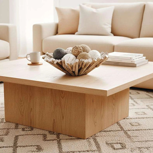 Drift Teak Wood Decor Platter 44X44X14Cm - White Wash Pan Home
