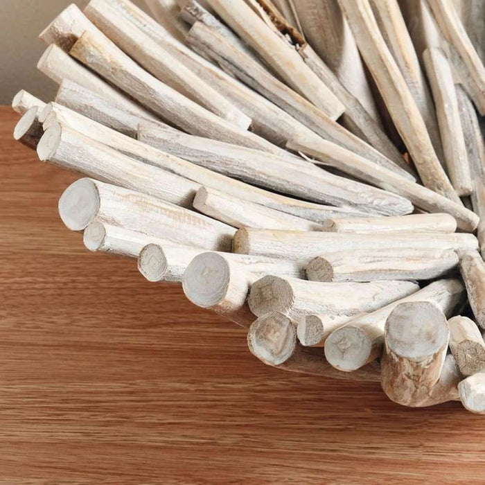 Drift Teak Wood Decor Platter 44X44X14Cm - White Wash Pan Home