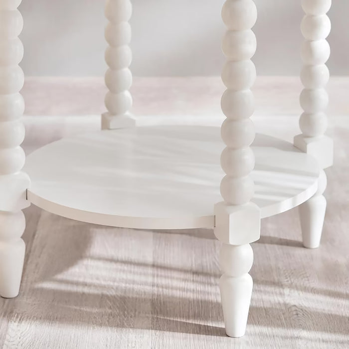 durban end table with shelf - white