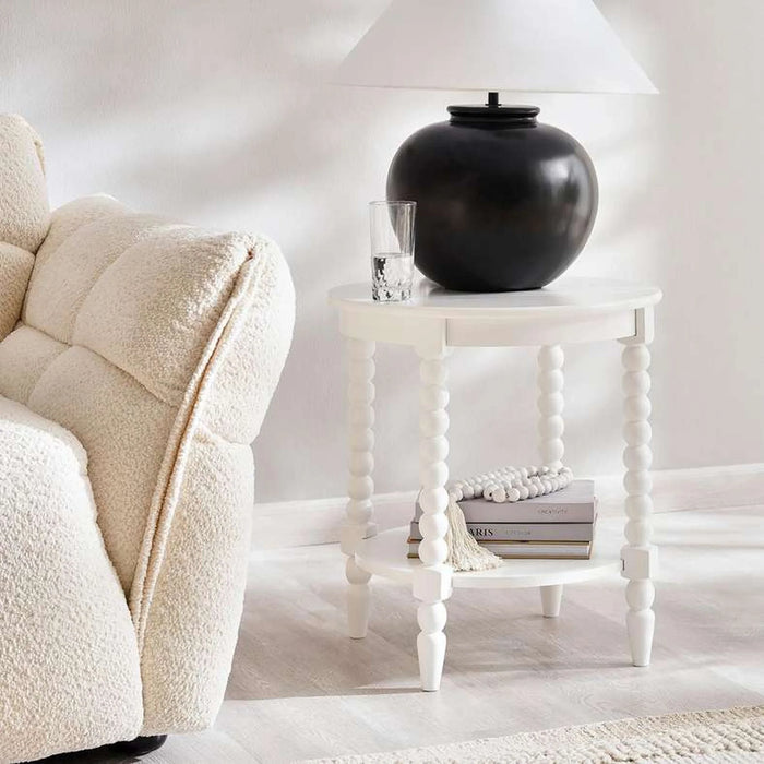 durban end table with shelf - white