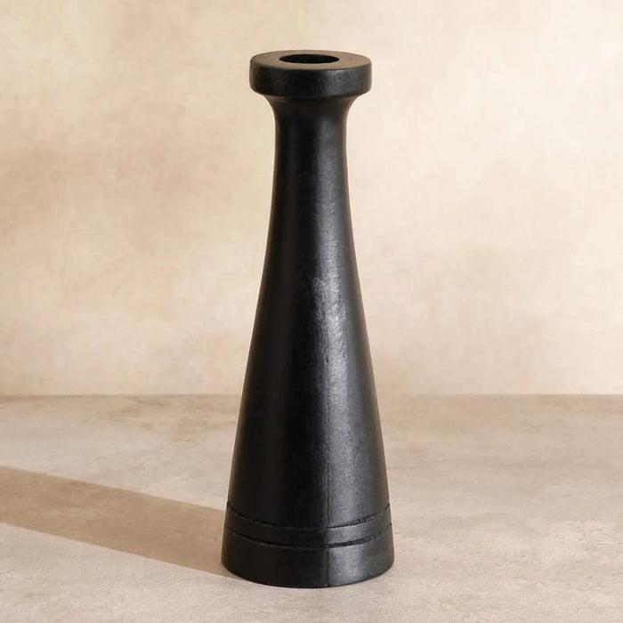 Durian Mango Wood Taper Candle Holder 7X7X20Cm -Black