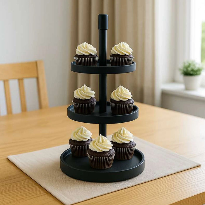Earthy House Acacia 3-Tier Cake Stand D30.4X53.3Cm -Black