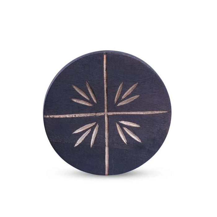 Earthy House Acacia 4-Piece Coaster D10.1X5Cm -Black Pan Home