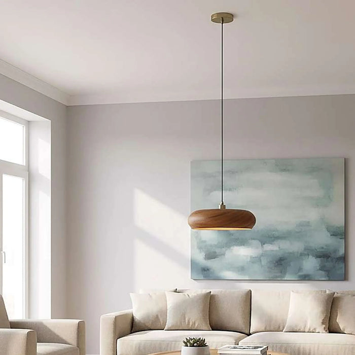 Easton E14 Acacia Wooden Mushroom Pendant Lamp 30.5X113.5Cm - Brown
