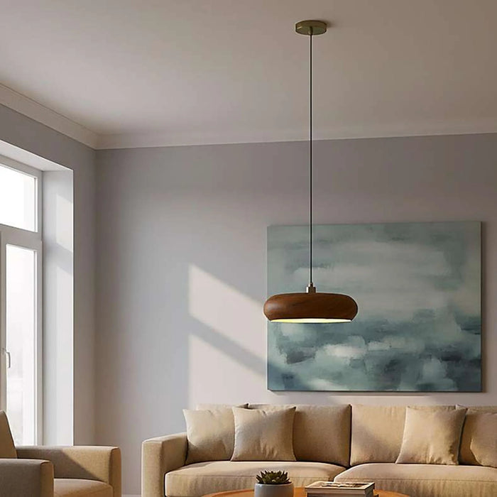 Easton E14 Acacia Wooden Mushroom Pendant Lamp 30.5X113.5Cm - Brown