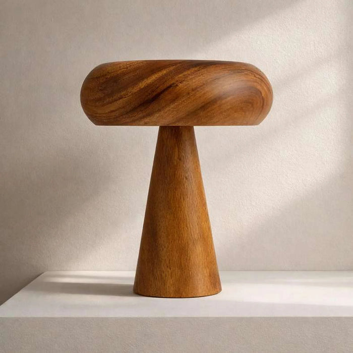 Easton E14 Acacia Wooden Mushroom Table Lamp 30X46.5Cm - Brown