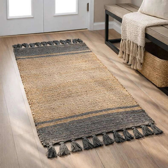 Ecolin Handwoven Jute & Cotton Dhurrie 60X90Cm - Natural Pan Home