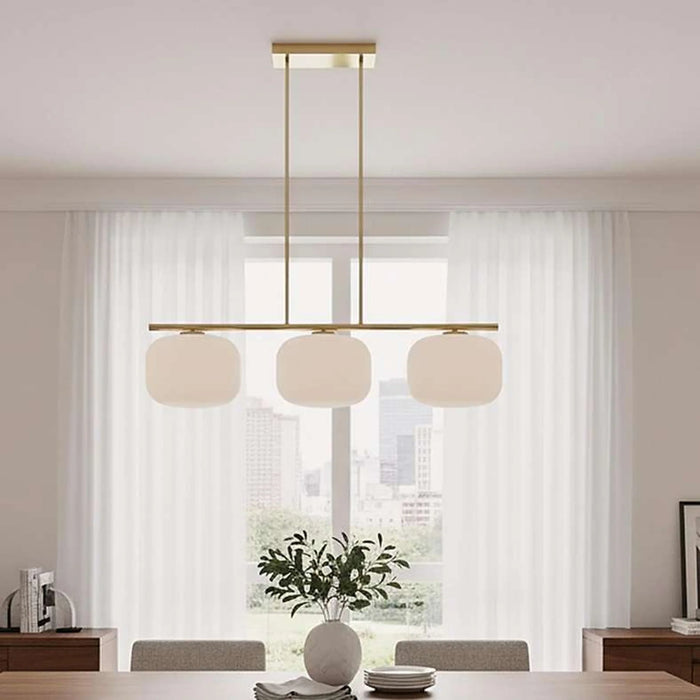Ecomax 3-Light E27 Glass Pendant Lamp 128X34X183Cm - Gold