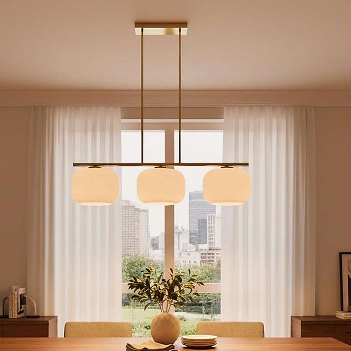 Ecomax 3-Light E27 Glass Pendant Lamp 128X34X183Cm - Gold