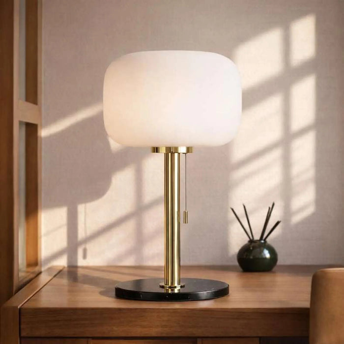 Ecomax E27 Glass Table Lamp With Pull Switch 34X59Cm - Gold