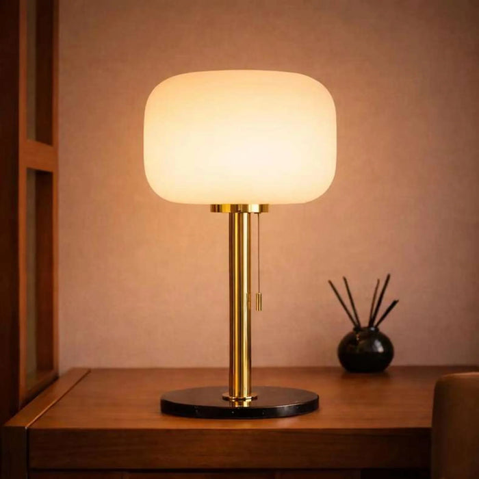 Ecomax E27 Glass Table Lamp With Pull Switch 34X59Cm - Gold
