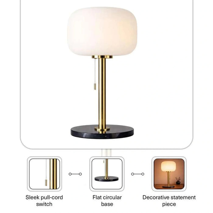 Ecomax E27 Glass Table Lamp With Pull Switch 34X59Cm - Gold