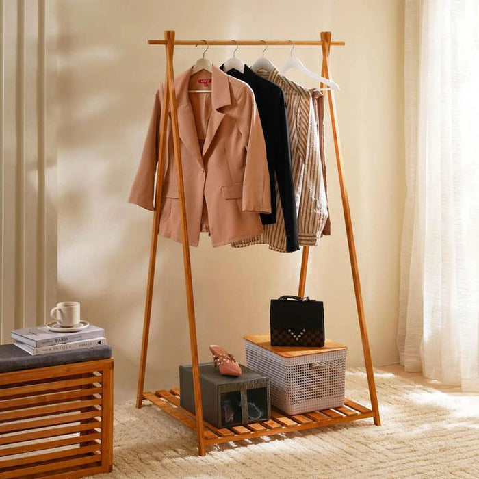 Ecovibe Bamboo Cloth Rack- Natural Pan Home