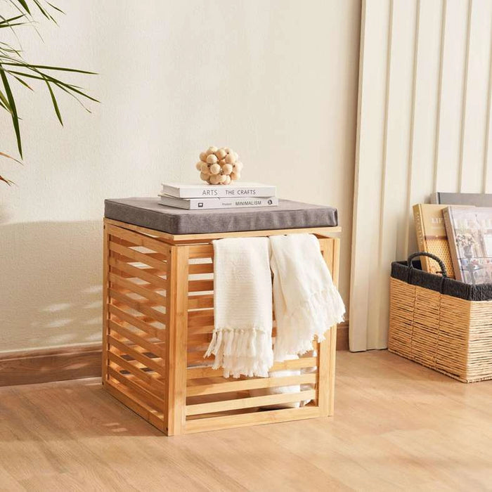 Ecovibe Bamboo Storage Stool 45Ccm - Natural